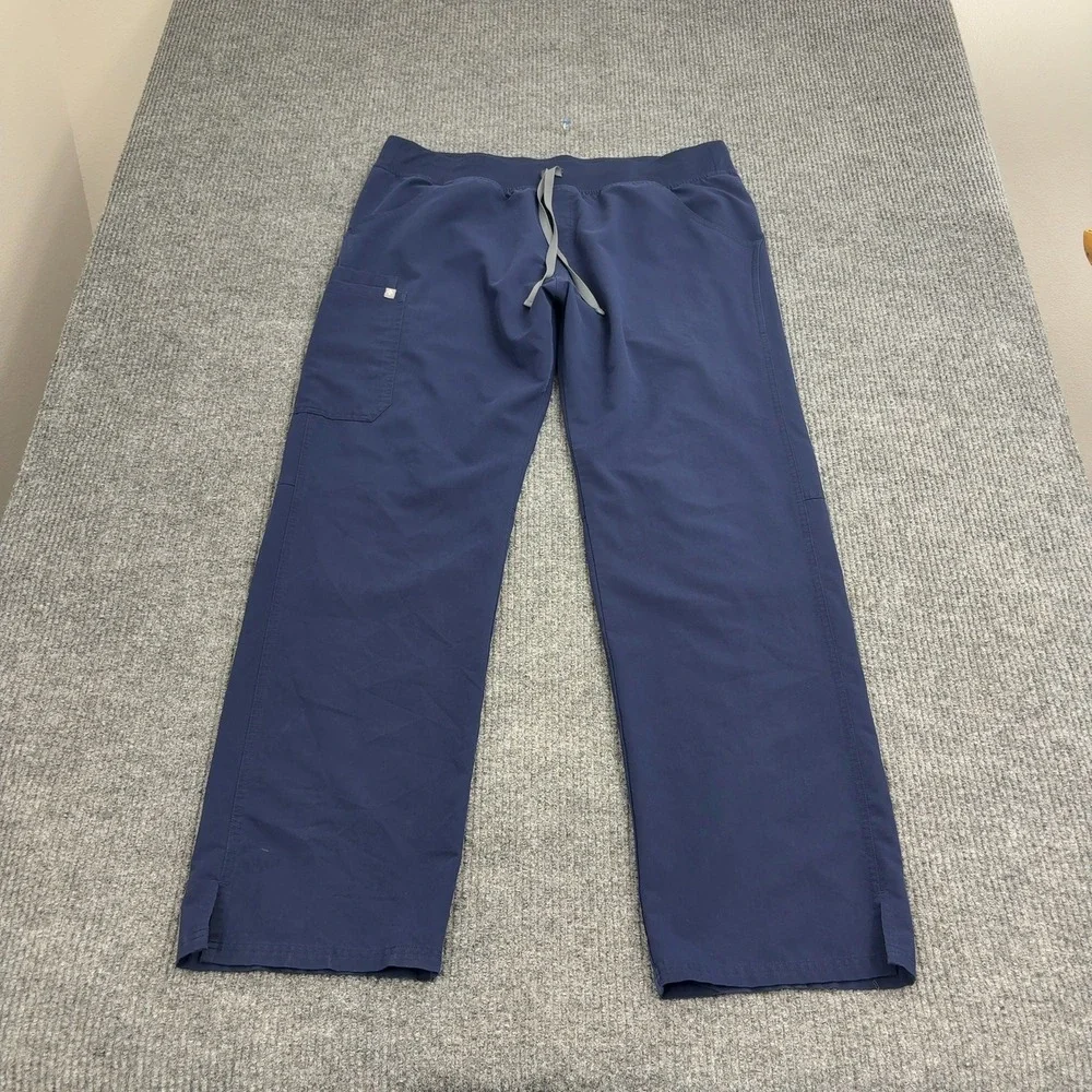 Figs Scrub Pants Mens 39 Navy Blue Polyester Rayon Spandex Cargo Drawstring